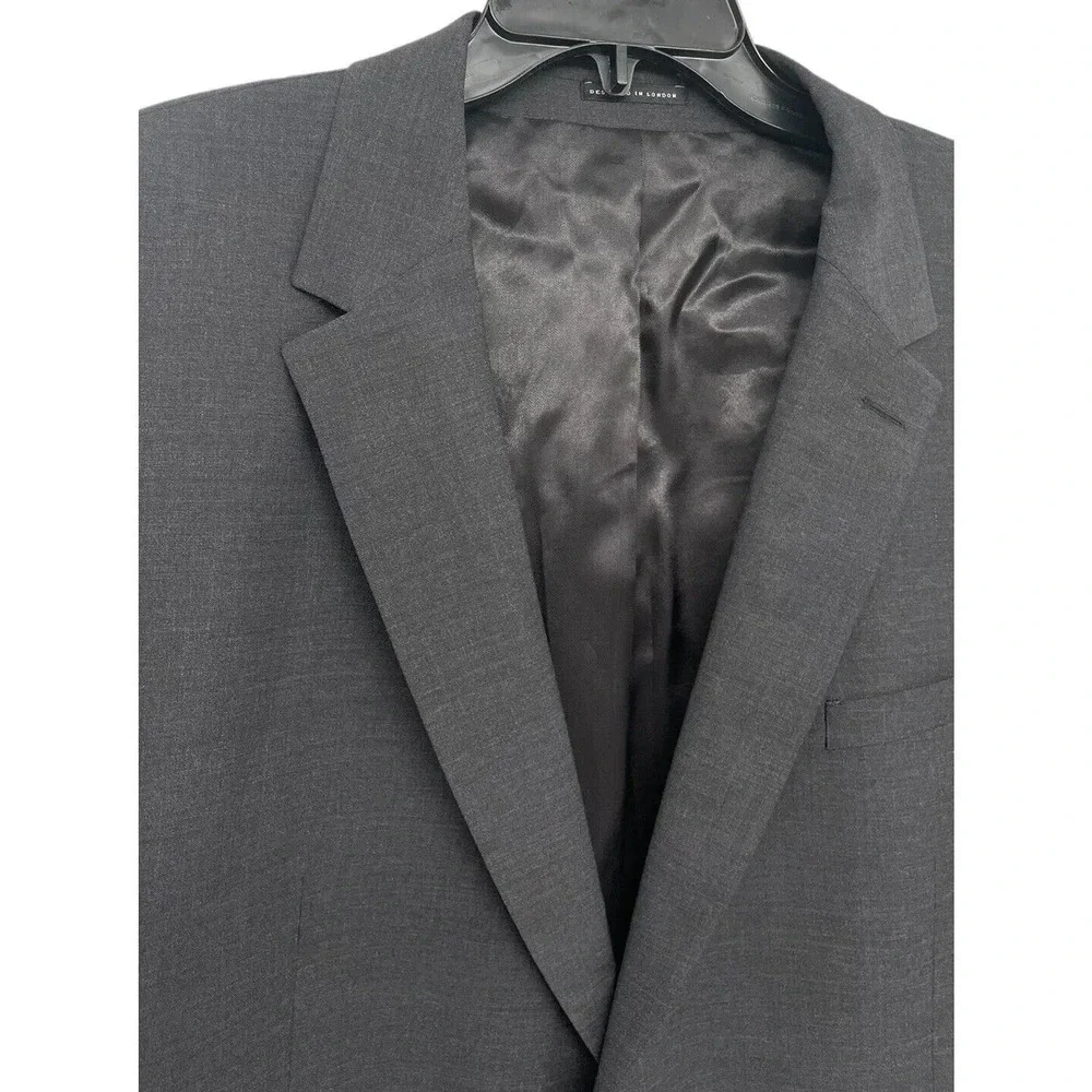 Reiss Men's Hope Blazer 2 Button Notch Travel Jacket Size 46 Regular Charcoal